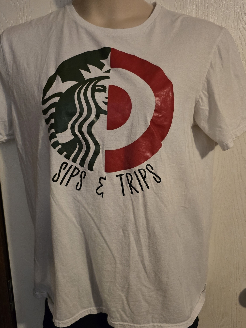 White 'Sips & Trips' Short Sleeve Graphic Tee
